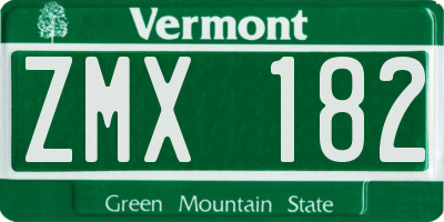 VT license plate ZMX182