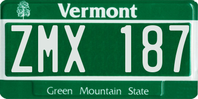VT license plate ZMX187