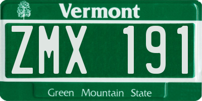 VT license plate ZMX191