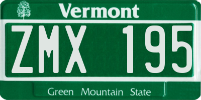 VT license plate ZMX195