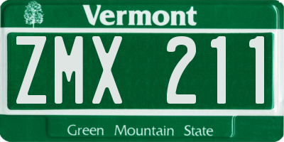VT license plate ZMX211
