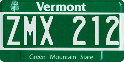 VT license plate ZMX212