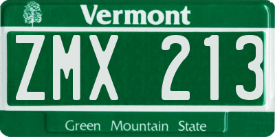 VT license plate ZMX213