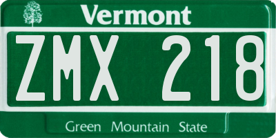 VT license plate ZMX218