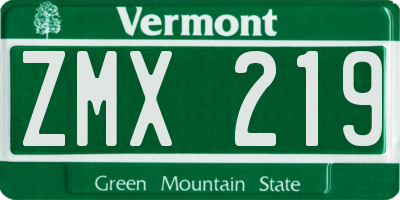 VT license plate ZMX219