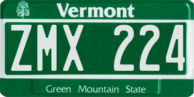 VT license plate ZMX224