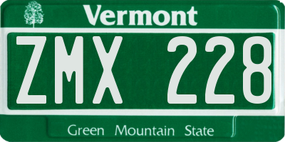 VT license plate ZMX228