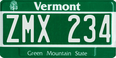 VT license plate ZMX234