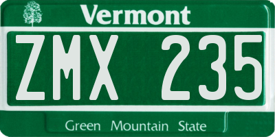 VT license plate ZMX235