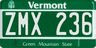 VT license plate ZMX236