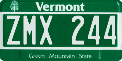 VT license plate ZMX244