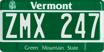 VT license plate ZMX247