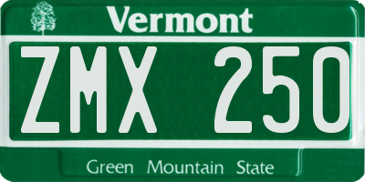 VT license plate ZMX250