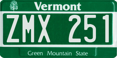 VT license plate ZMX251