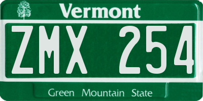 VT license plate ZMX254
