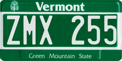 VT license plate ZMX255