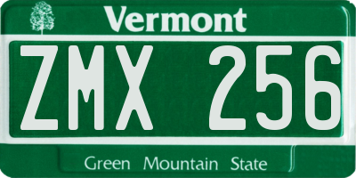 VT license plate ZMX256