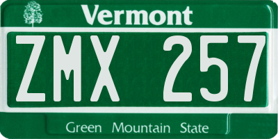 VT license plate ZMX257
