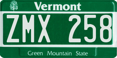 VT license plate ZMX258