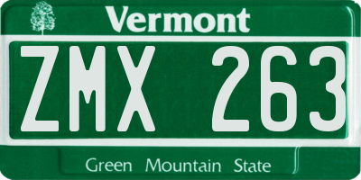 VT license plate ZMX263