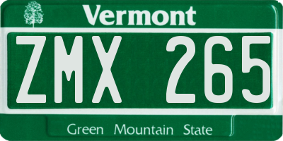 VT license plate ZMX265