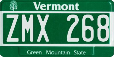 VT license plate ZMX268