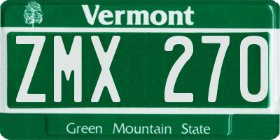 VT license plate ZMX270