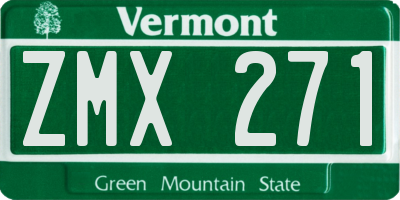 VT license plate ZMX271