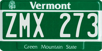 VT license plate ZMX273