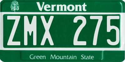 VT license plate ZMX275