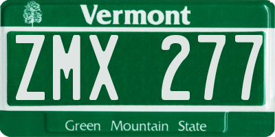 VT license plate ZMX277