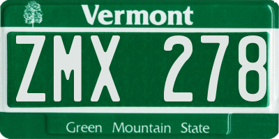 VT license plate ZMX278