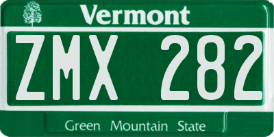 VT license plate ZMX282