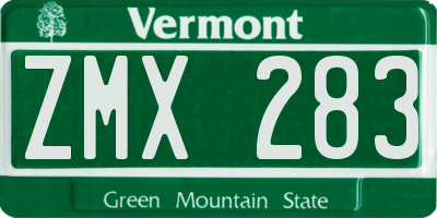 VT license plate ZMX283