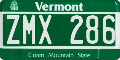 VT license plate ZMX286