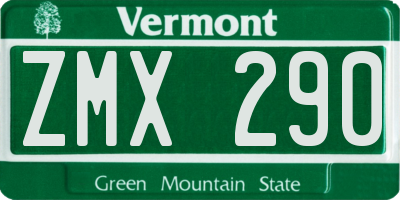 VT license plate ZMX290