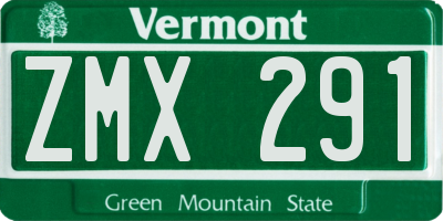 VT license plate ZMX291