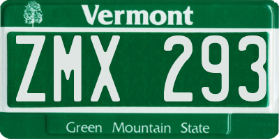 VT license plate ZMX293