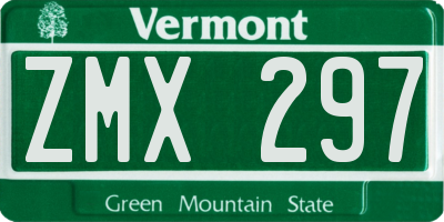 VT license plate ZMX297