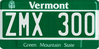 VT license plate ZMX300