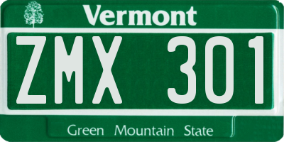 VT license plate ZMX301