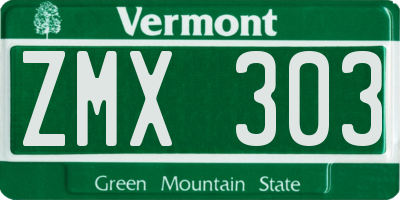 VT license plate ZMX303