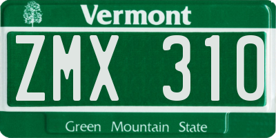 VT license plate ZMX310