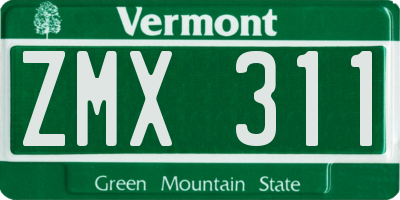 VT license plate ZMX311
