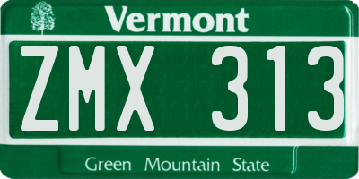 VT license plate ZMX313