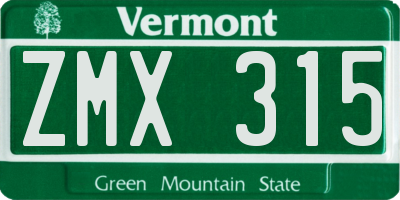 VT license plate ZMX315