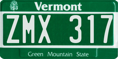 VT license plate ZMX317