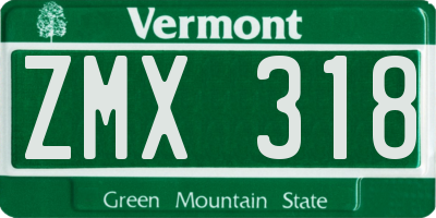 VT license plate ZMX318