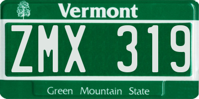 VT license plate ZMX319