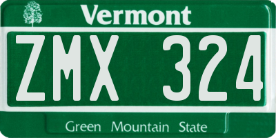 VT license plate ZMX324